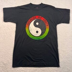 Vintage Fruit of the Loom Jamaican‎ Me Crazy Yin Yang Rasta T-Shirt Black Mens M